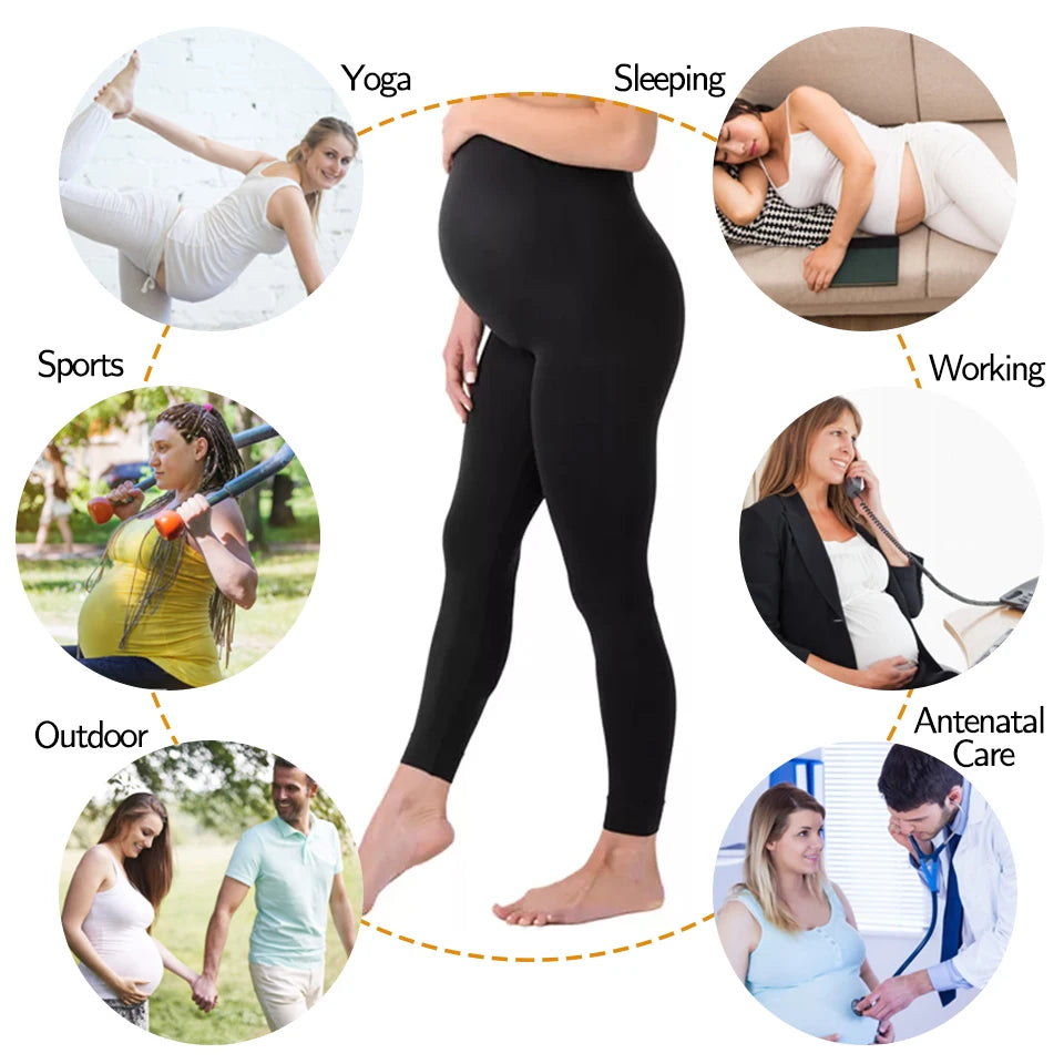 Nouvelle grossesse taille haute Leggings vêtements de maternité maigres pour les femmes enceintes soutien du ventre tricoté Legging corps Shaper pantalon